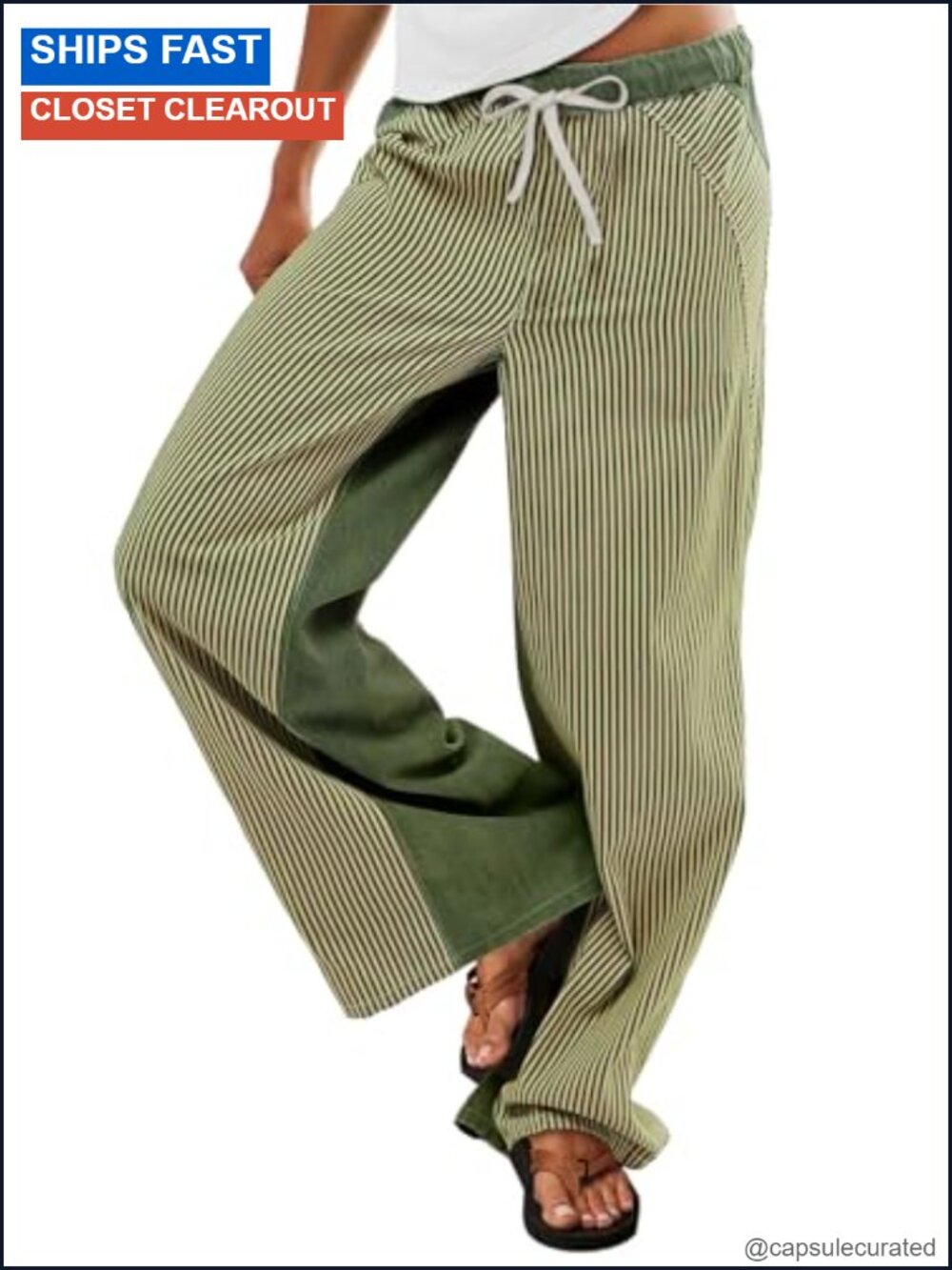 Low Rise Striped Wide Leg Drawstring Boho Jeans Trendy Casual Summer